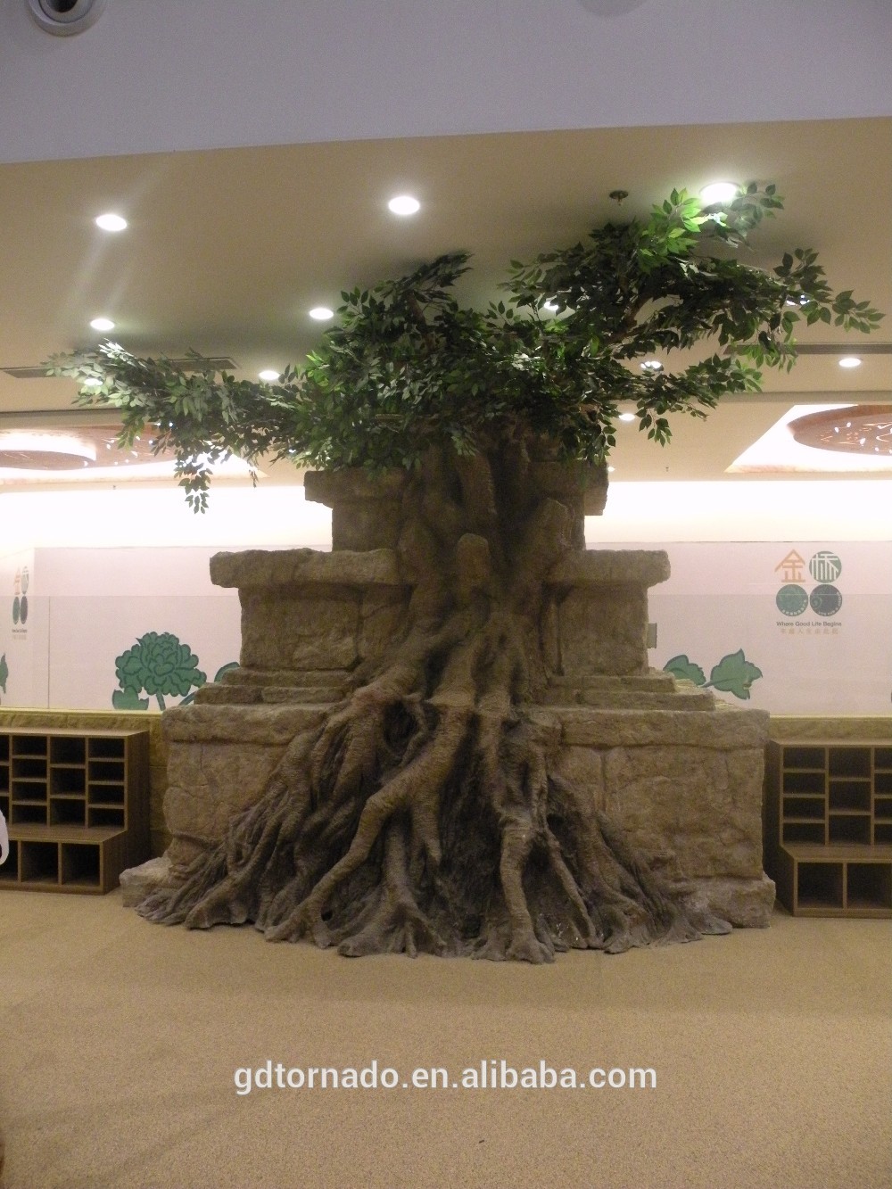 China manufacturer make imitated decorative artificial ficus banyan tree house for outside decoration